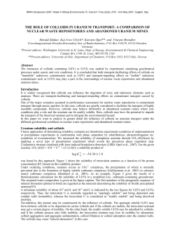 the role of colloids in uranium transport: a comparison of nuclear