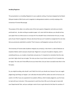 Avoiding Plagiarism This presentation is on Avoiding Plagiarism in