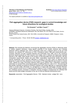 Fish aggregation device (FAD) research: gaps in current knowledge