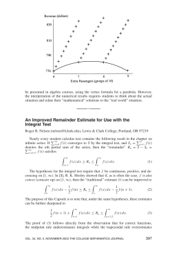 An Improved Remainder Estimate for Use with the Integral Test