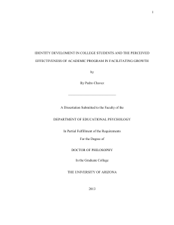 1 IDENTITY DEVELOMENT IN COLLEGE STUDENTS AND THE