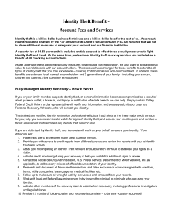 Identity Theft Benefit &ndash; - Valley Federal Credit Union