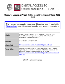 Pleasure, Leisure, or Vice? Public Morality in Imperial Cairo, 1882