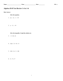 Algebra II-H Test Review 1-4 to 1-6