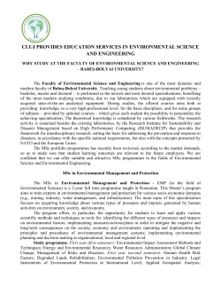 Faculty of Environmental Science and Engineering