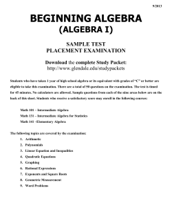 Beginning Algebra (Algebra I)