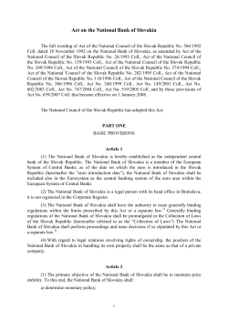 Act on the National Bank of Slovakia