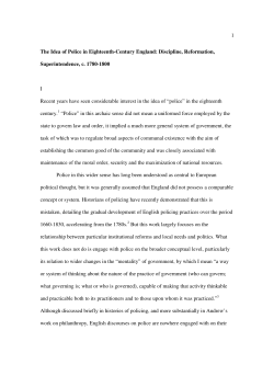 The Idea of Police in Eighteenth-Century England: Discipline