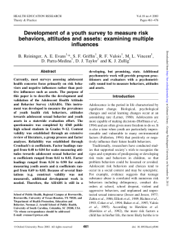 Development of a youth survey to measure risk behaviors, attitudes