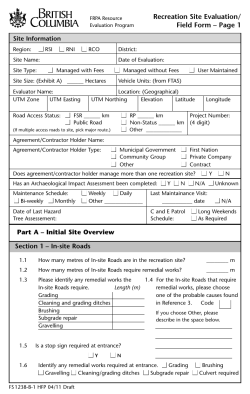 Field Form - Recreation Site Evaluation
