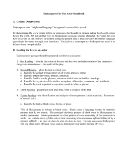 Shakespeare For The Actor Handbook A. General