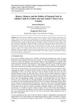 History, Memory and the Politics of National Unity in