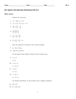 Q3 Algebra Introductions Benchmark Review