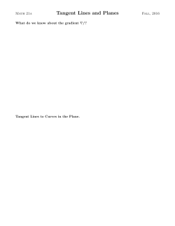 Tangent Lines and Planes