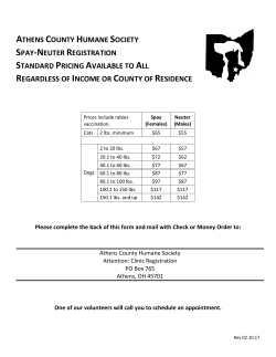 ATHENS COUNTY HUMANE SOCIETY SPAY‐NEUTER
