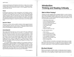 Introduction: Thinking and Reading Critically