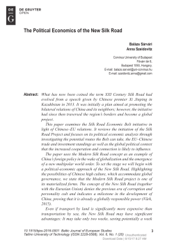 the political Economics of the new Silk road