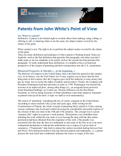 Patents from John White`s Point of View