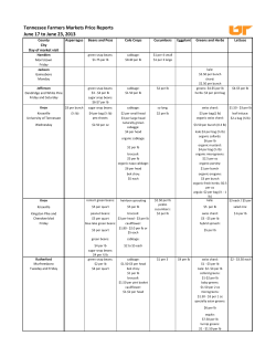 Tennessee Farmers Markets Price Reports June 17 to June 23, 2013