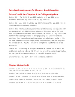 Extra Credit assignments for Chapters 4 and thereafter Chapter 5
