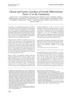 Clinical and Genetic Correlates of Growth Differentiation Factor 15 in