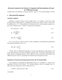 Experimental Determination of pKa Values by Use of NMR Chemical