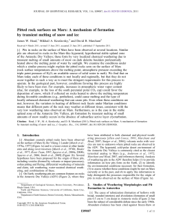 Pitted rock surfaces on Mars: A mechanism of formation by transient