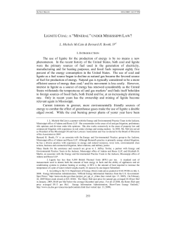 LIGNITE COAL: A &ldquo;MINERAL&rdquo; UNDER MISSISSIPPI LAW? L