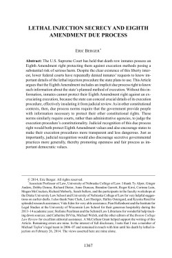 LETHAL INJECTION SECRECY AND EIGHTH AMENDMENT DUE