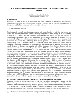 The processing of pronouns and the production