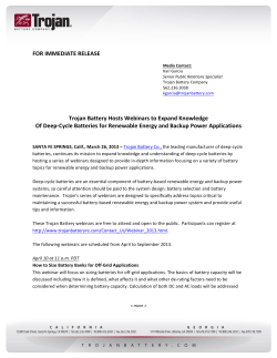 FOR IMMEDIATE RELEASE Trojan Battery Hosts Webinars to