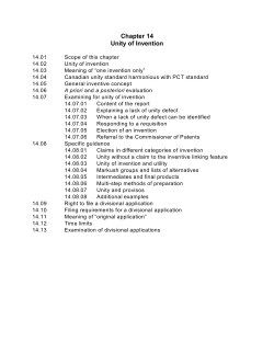 Chapter 14 Unity of Invention