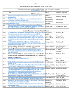 PhD Dissertations, MASc Theses and Project Papers 2015 Title