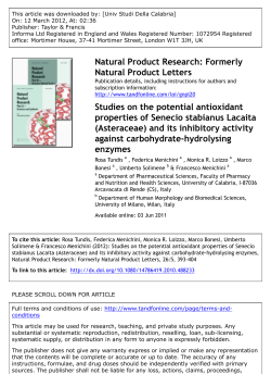 Studies on the potential antioxidant properties of Senecio stabianus
