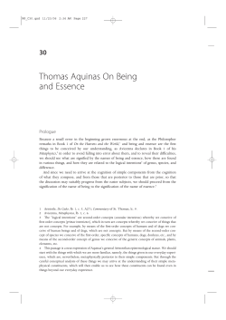 Thomas Aquinas On Being and Essence