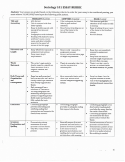 Page 1 Sociology 101 ESSAY RUBRIC Students: Your essays are