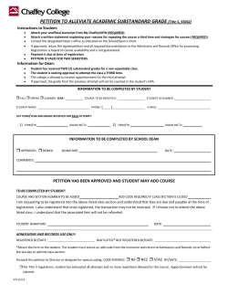 PETITION TO ALLEVIATE ACADEMIC