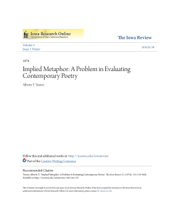 Implied Metaphor: A Problem in Evaluating Contemporary Poetry