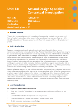 Unit 13: Art and Design Specialist Contextual Investigation