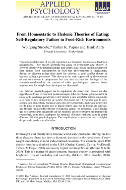 From Homeostatic to Hedonic Theories of Eating: Self