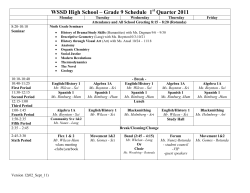 WSSD High School – Ninth Grade Schedule 2009-2010