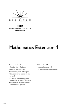2009 HSC Exam Paper - Mathematics Extension 1