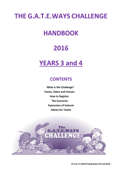 THE G.A.T.E.WAYS CHALLENGE HANDBOOK 2016 YEARS 3 and 4