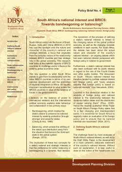 Policy Brief No. 4 South Africa`s national interest and BRICS