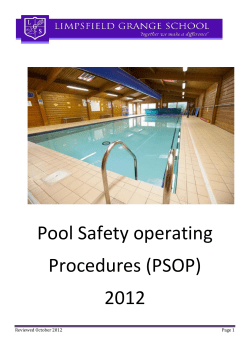 Pool Safety operating Procedures (PSOP) 2012