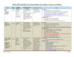 2015-2016 SAUSD Curriculum Map: ELA Grade 7 Year at a Glance