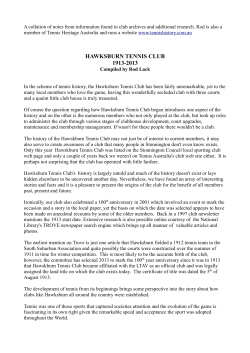 hawksburn tennis club 1913-2013