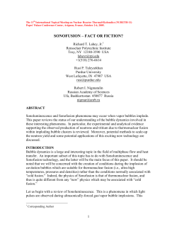 sonofusion &ndash; fact or fiction?