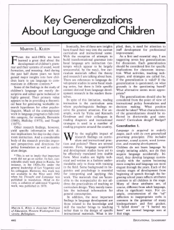 Key Generalizations About Language and Children