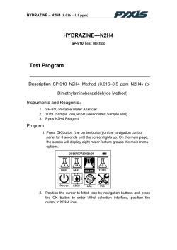 HYDRAZINE&mdash;N2H4 Test Program